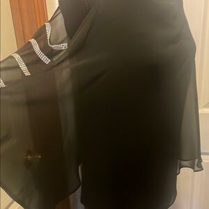 Elegant Black Blouse with Rhinestone Detail